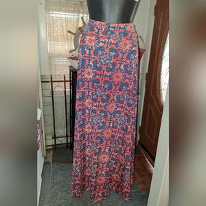 LuLaRoe Blue and Red Patterned Maxi Skirt